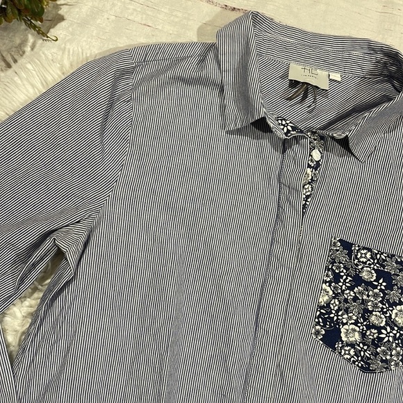 Anthropologie HD in Paris Striped Floral Pocket Detail Button Front Top - Picture 7 of 10